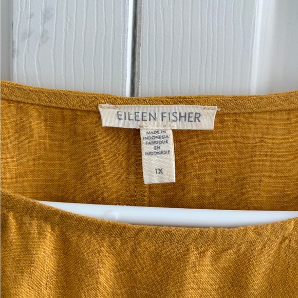 Eileen Fisher Golden Short Sleeve Linen Top - Picture 3 of 4
